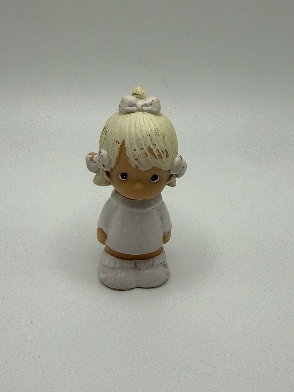 Precious Moments Girl White Dress Resin Painted Figurine